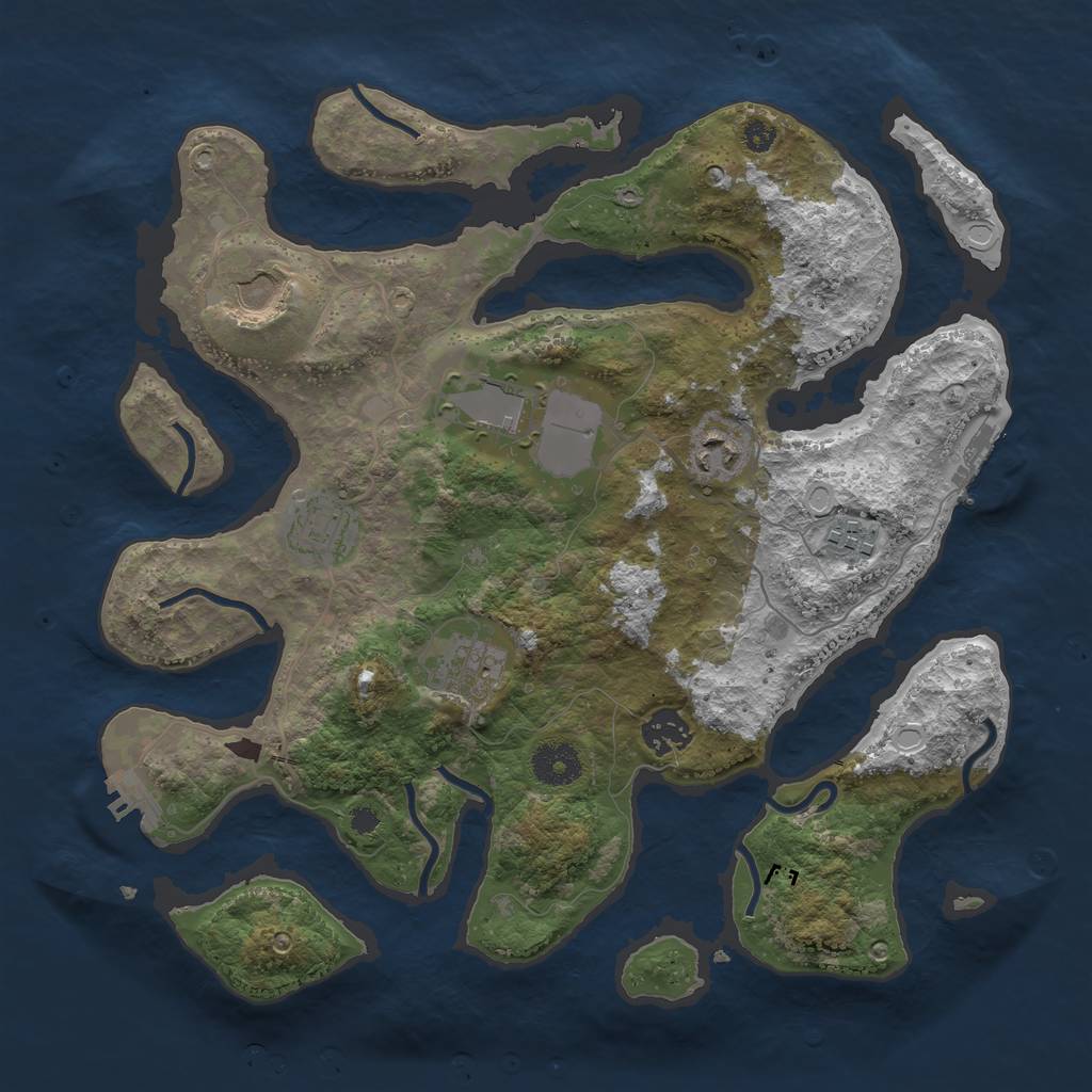 Rust Map: Procedural Map, Size: 3500, Seed: 434349, 14 Monuments