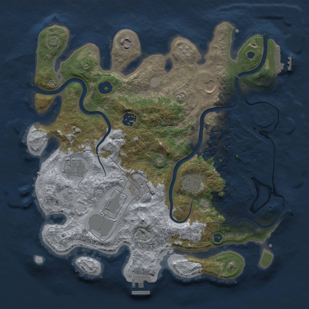 Rust Map: Procedural Map, Size: 3500, Seed: 809447, 14 Monuments