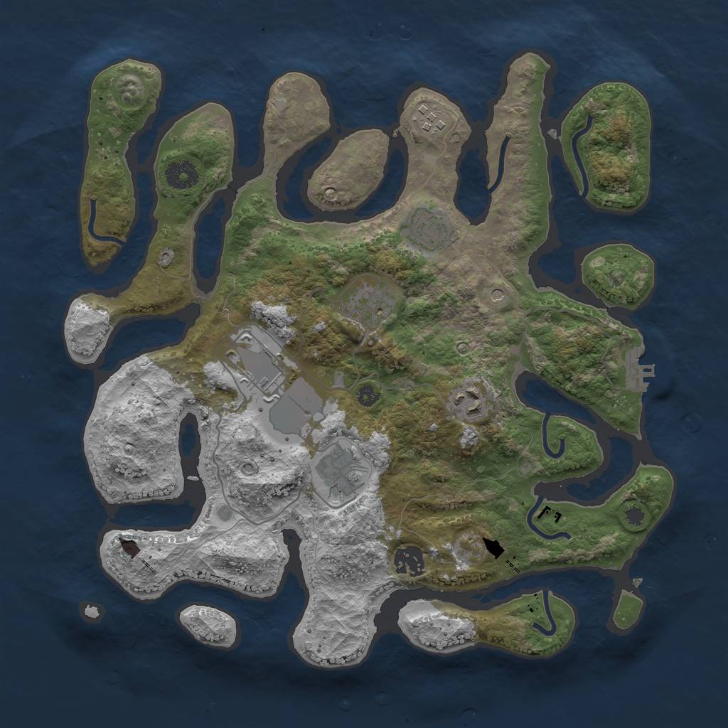 Rust Map: Procedural Map, Size: 3500, Seed: 809447, 11 Monuments