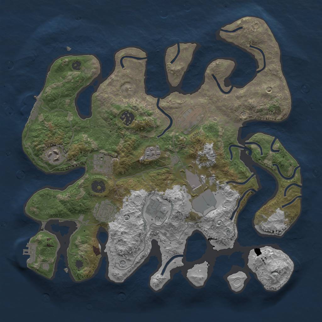 Rust Map: Procedural Map, Size: 3500, Seed: 858017, 16 Monuments