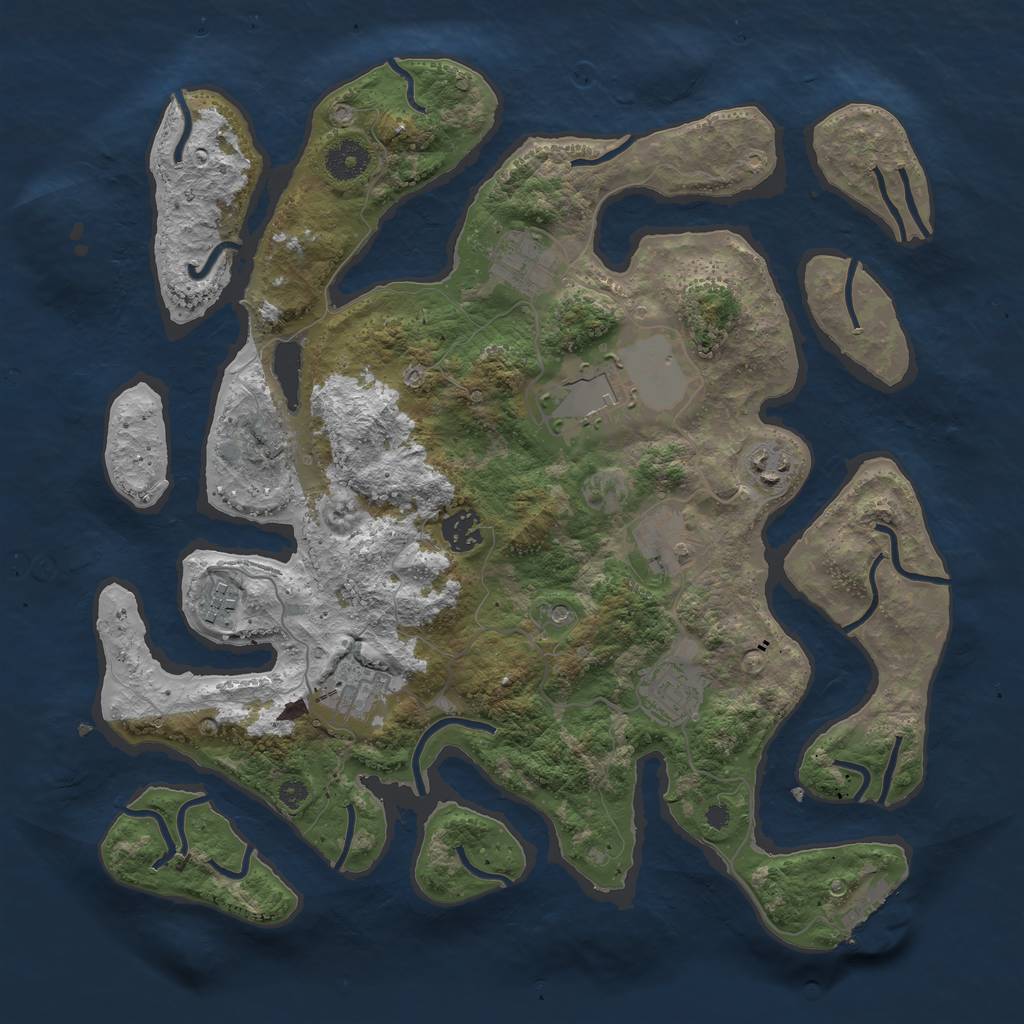 Rust Map: Procedural Map, Size: 3700, Seed: 888898, 12 Monuments