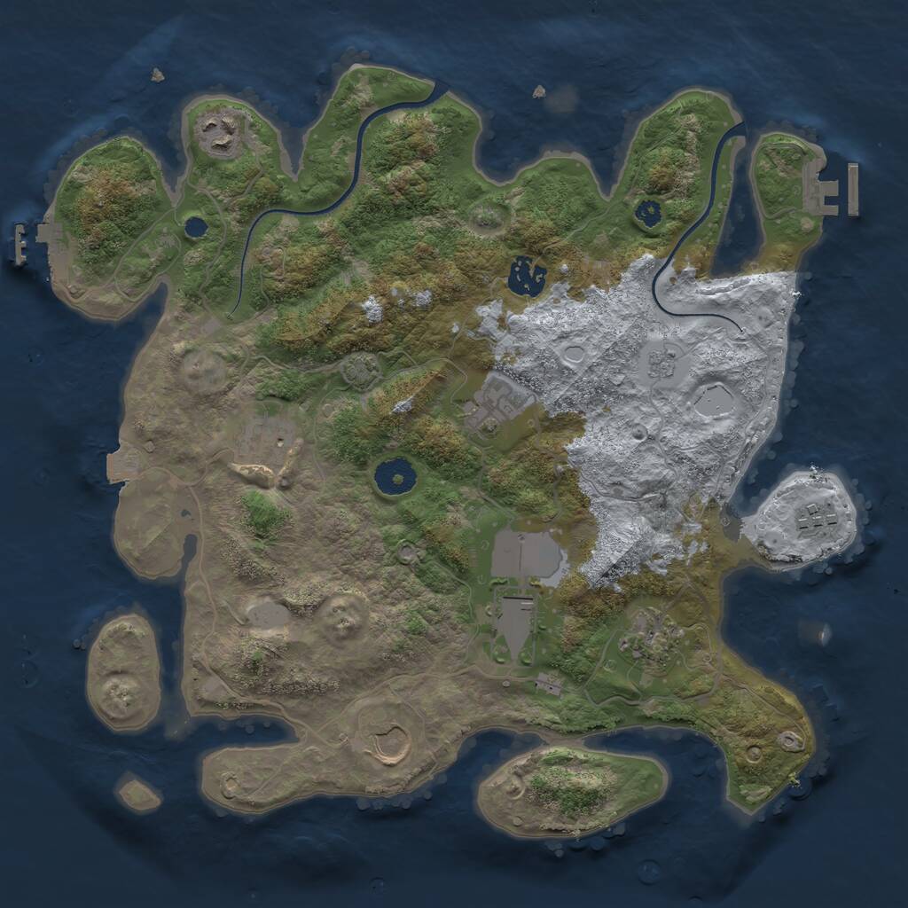 Rust Map: Procedural Map, Size: 3500, Seed: 503681, 13 Monuments