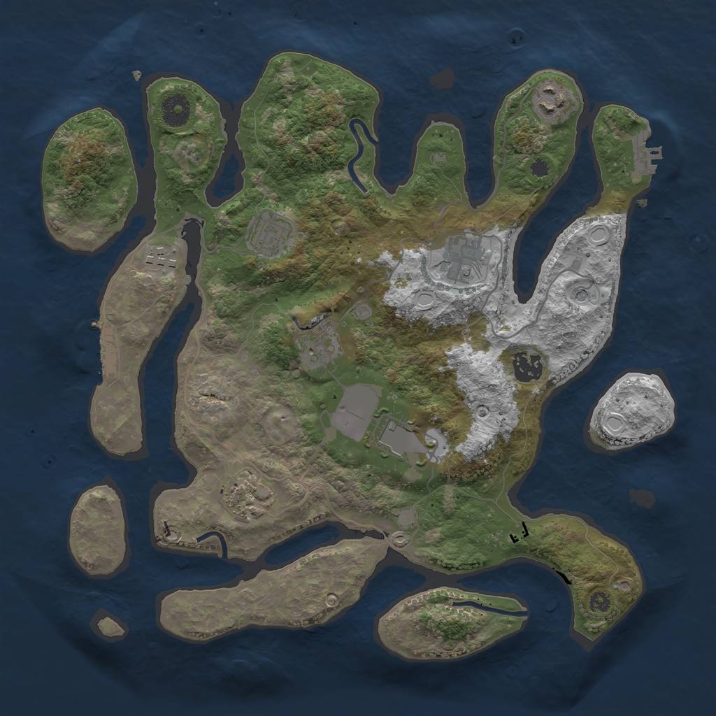 Rust Map: Procedural Map, Size: 3500, Seed: 503681, 16 Monuments