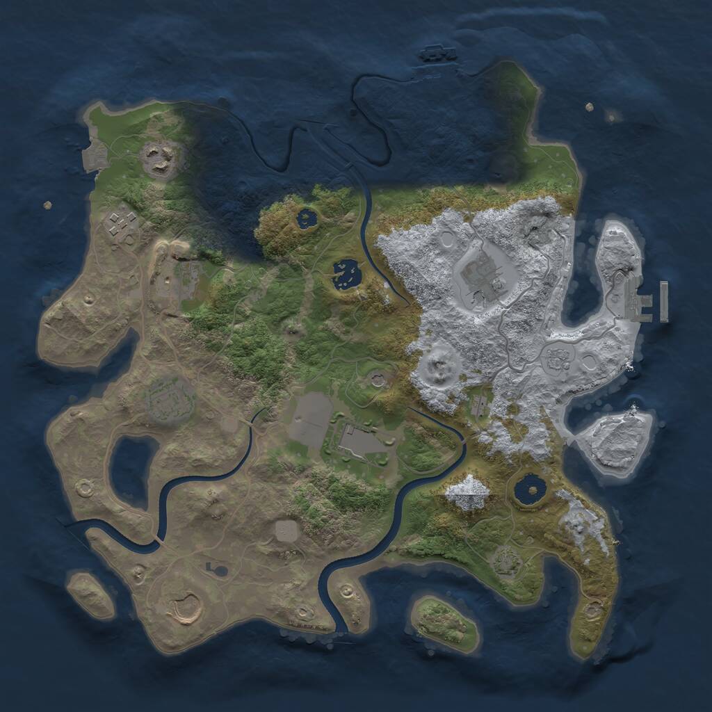 Rust Map: Procedural Map, Size: 3500, Seed: 400363, 14 Monuments