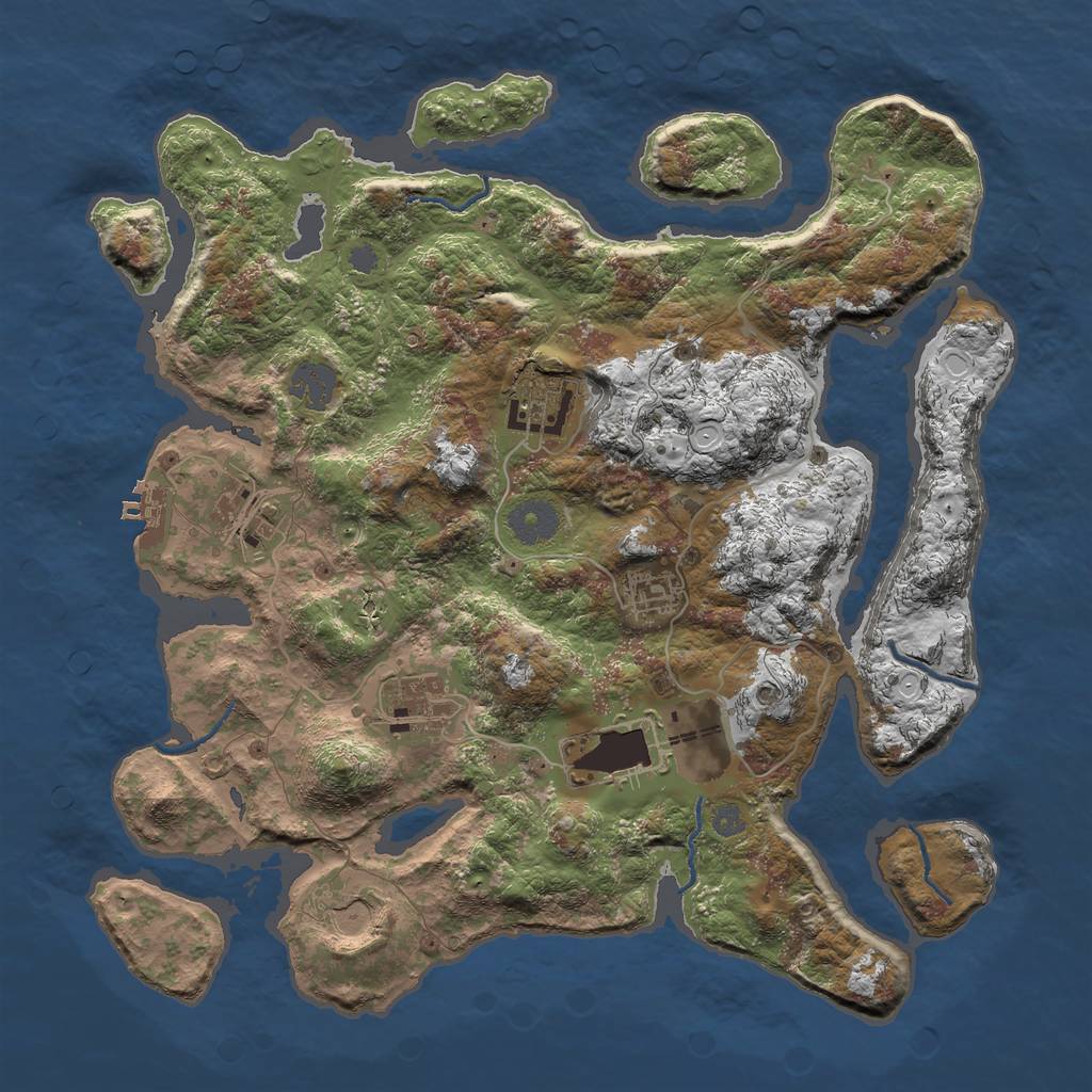 Rust Map: Procedural Map, Size: 3500, Seed: 400363, 12 Monuments