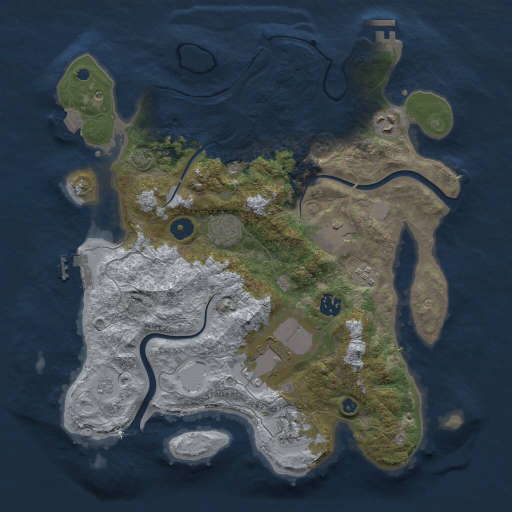 Rust Map: Procedural Map, Size: 3500, Seed: 886178, 13 Monuments