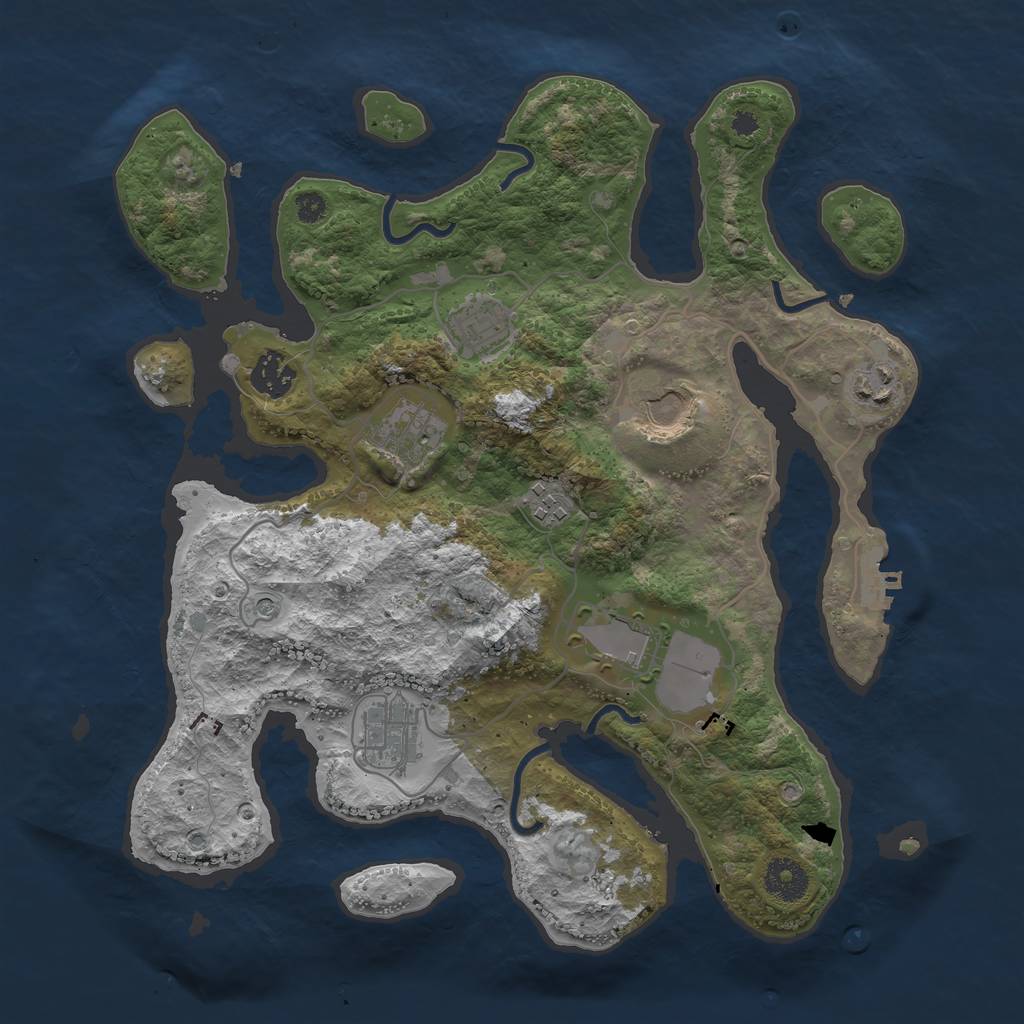 Rust Map: Procedural Map, Size: 3500, Seed: 886178, 12 Monuments