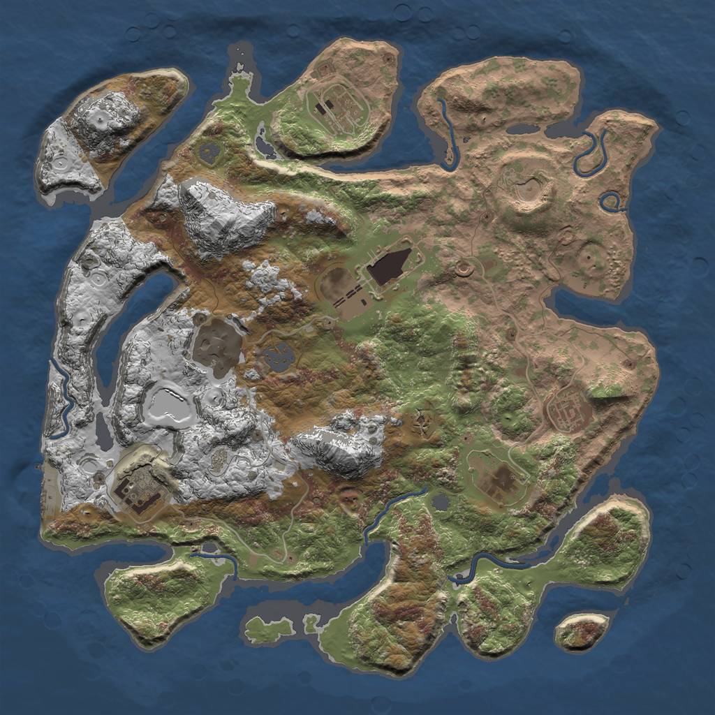 Rust Map: Procedural Map, Size: 3600, Seed: 483064, 13 Monuments