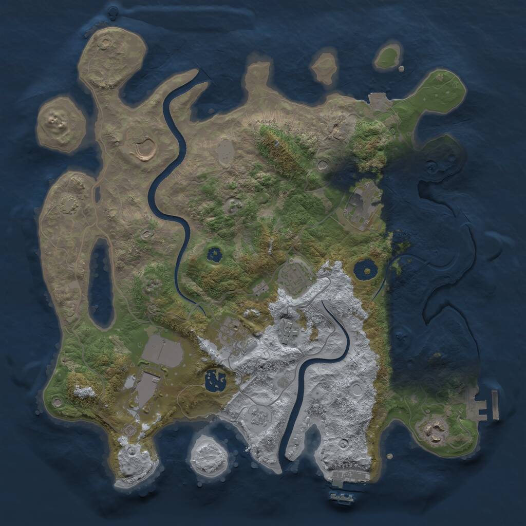 Rust Map: Procedural Map, Size: 3500, Seed: 751298, 14 Monuments