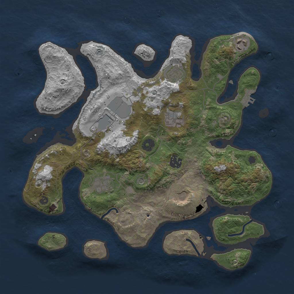 Rust Map: Procedural Map, Size: 3500, Seed: 522726, 11 Monuments