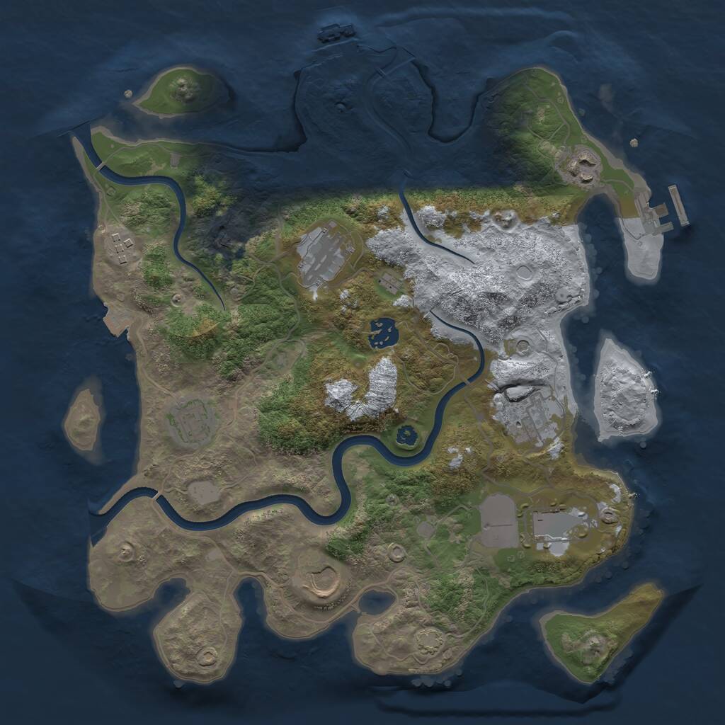 Rust Map: Procedural Map, Size: 3500, Seed: 147636, 13 Monuments