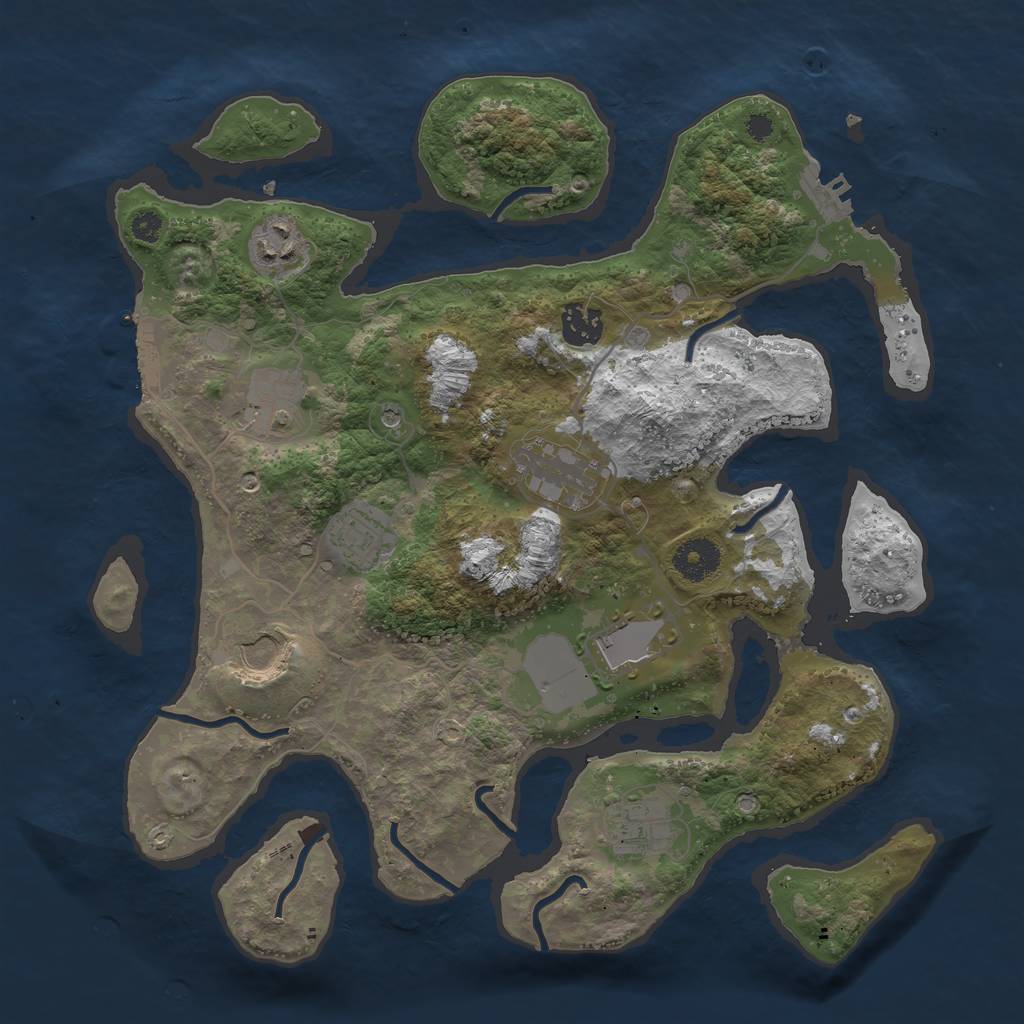 Rust Map: Procedural Map, Size: 3500, Seed: 147636, 13 Monuments