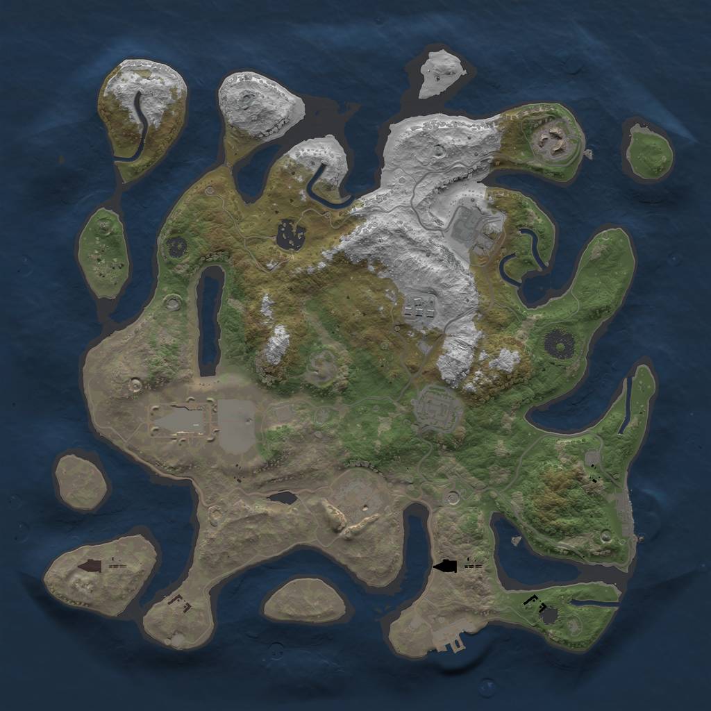 Rust Map: Procedural Map, Size: 3500, Seed: 246432, 12 Monuments