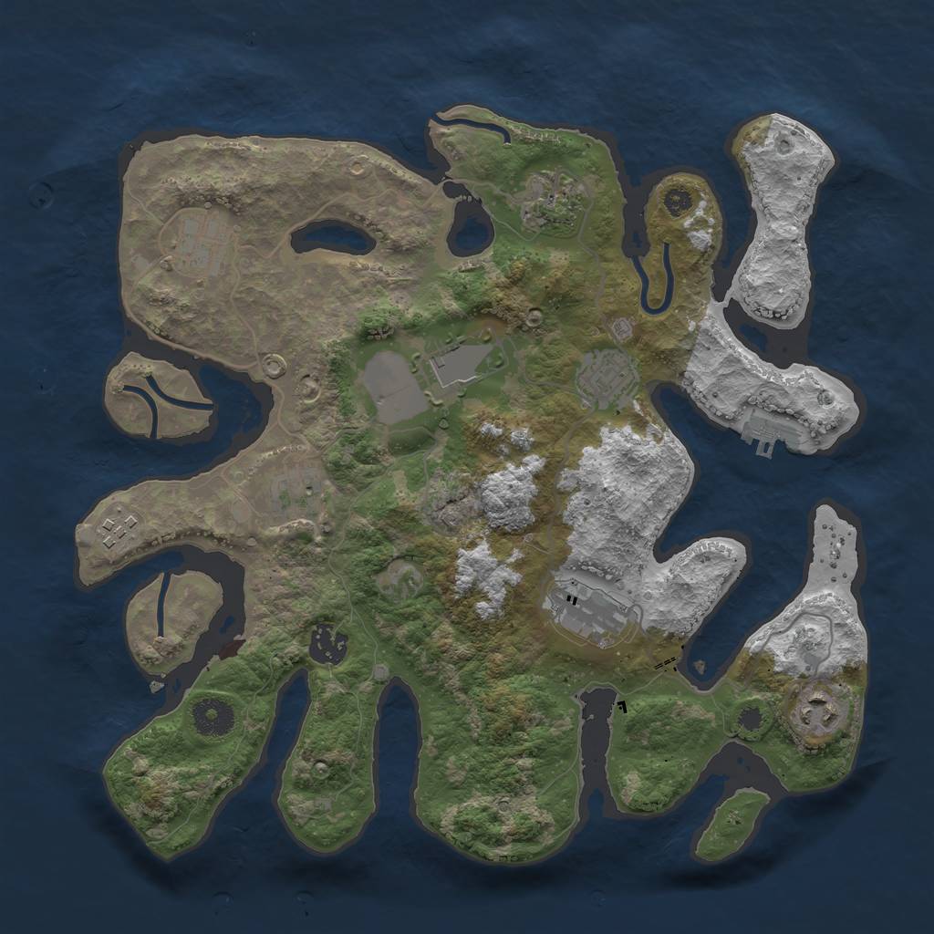 Rust Map: Procedural Map, Size: 3500, Seed: 455111, 12 Monuments