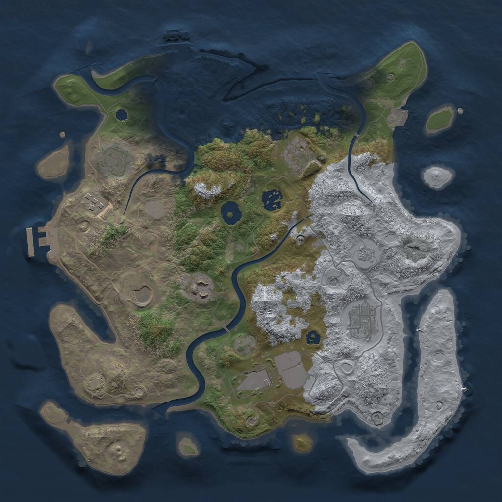 Rust Map: Procedural Map, Size: 3500, Seed: 680760, 14 Monuments