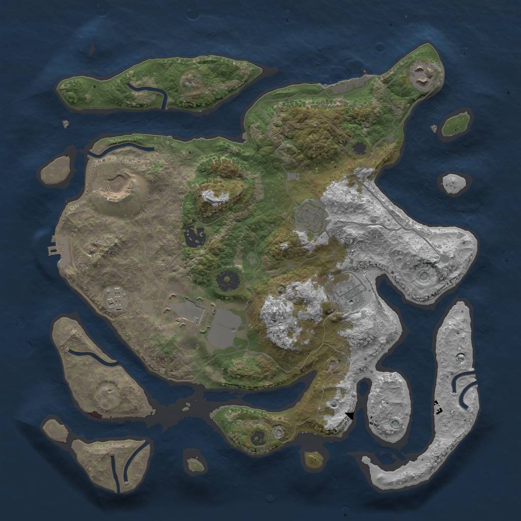 Rust Map: Procedural Map, Size: 3500, Seed: 680760, 12 Monuments
