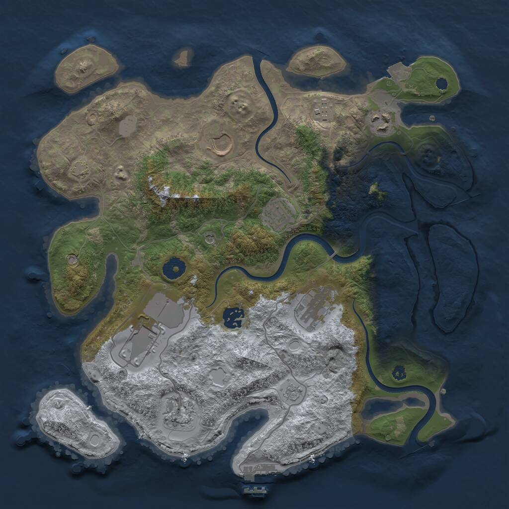 Rust Map: Procedural Map, Size: 3500, Seed: 900395, 13 Monuments