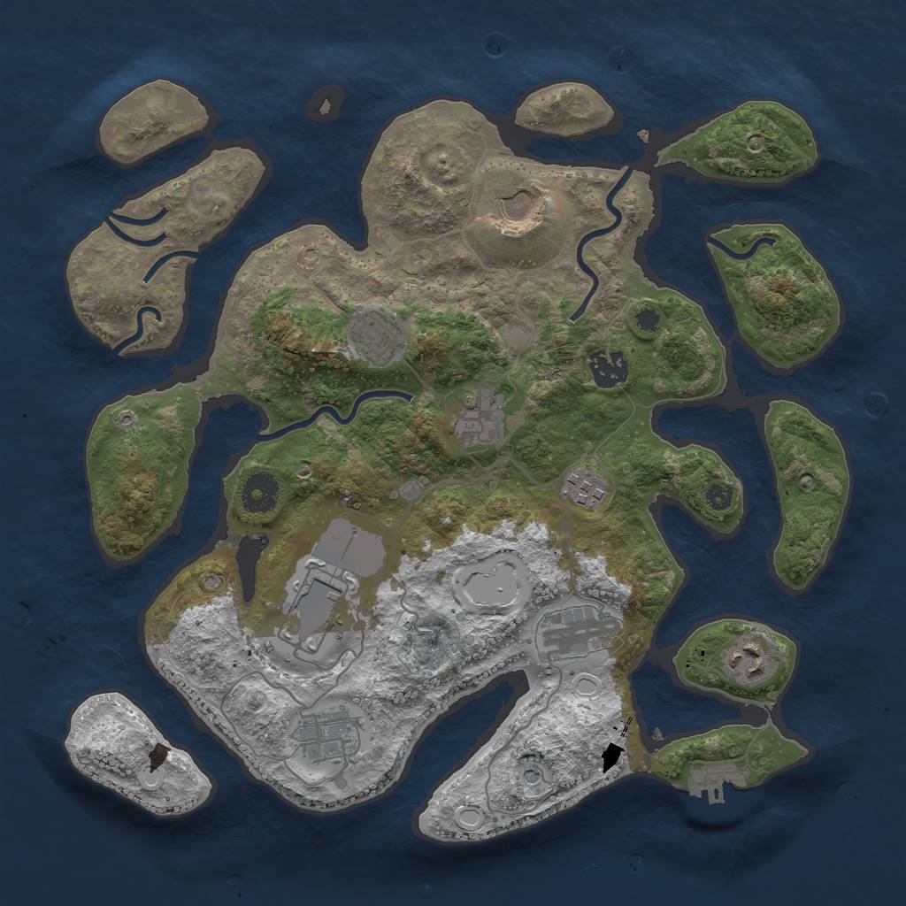 Rust Map: Procedural Map, Size: 3500, Seed: 900395, 16 Monuments