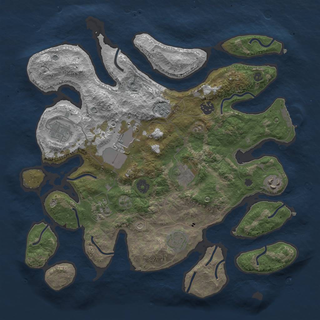 Rust Map: Procedural Map, Size: 3600, Seed: 476710286, 12 Monuments