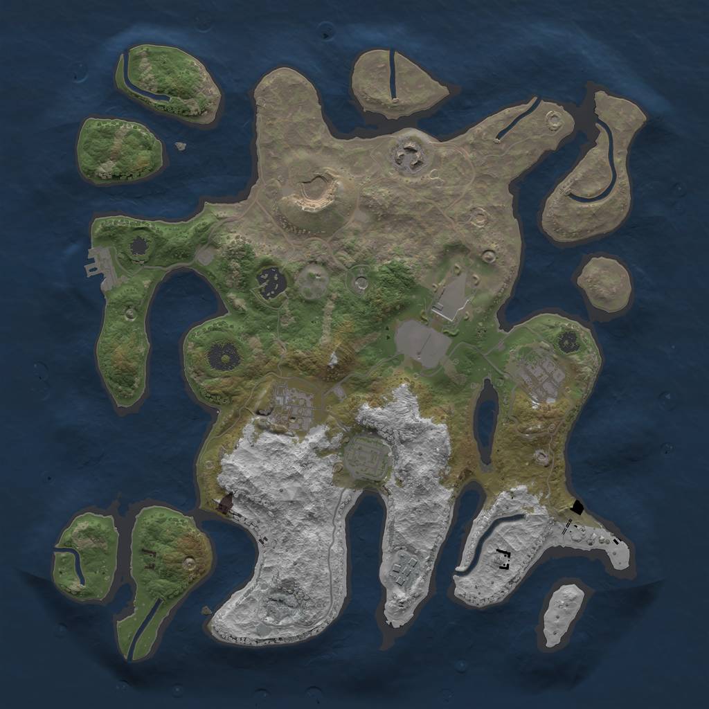 Rust Map: Procedural Map, Size: 3500, Seed: 358742, 12 Monuments