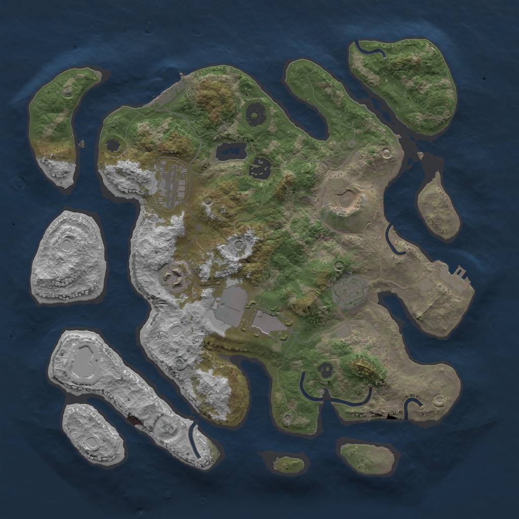 Rust Map: Procedural Map, Size: 3500, Seed: 234578, 14 Monuments
