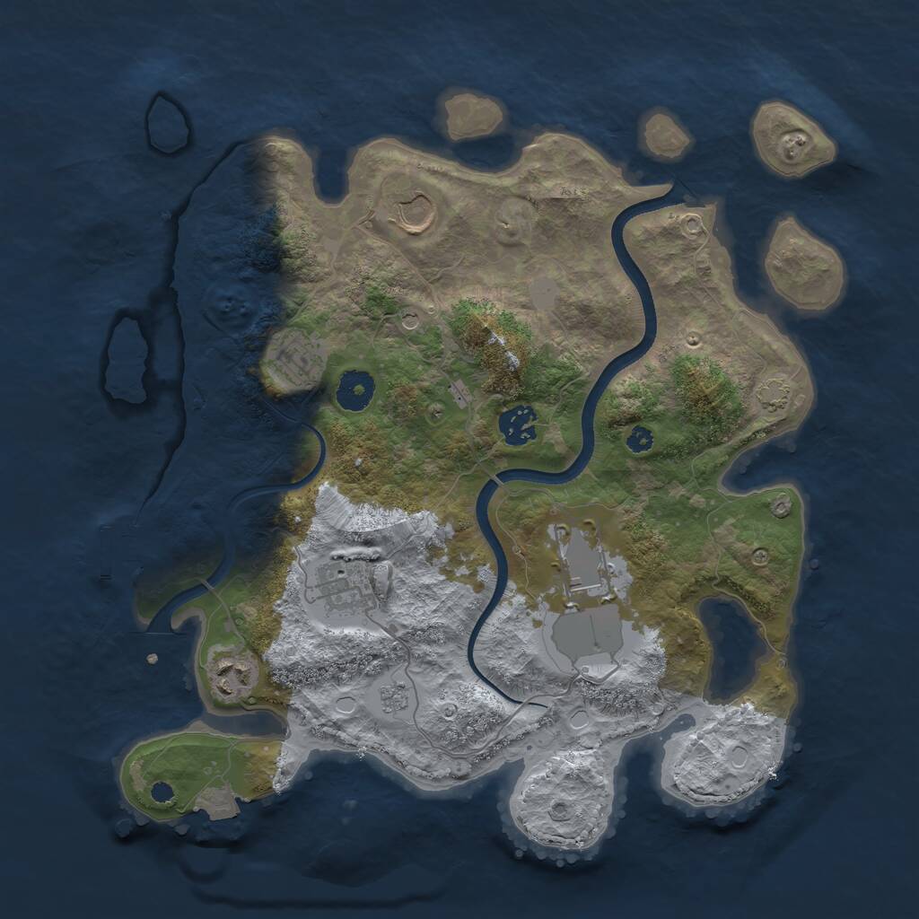 Rust Map: Procedural Map, Size: 3500, Seed: 25195, 11 Monuments