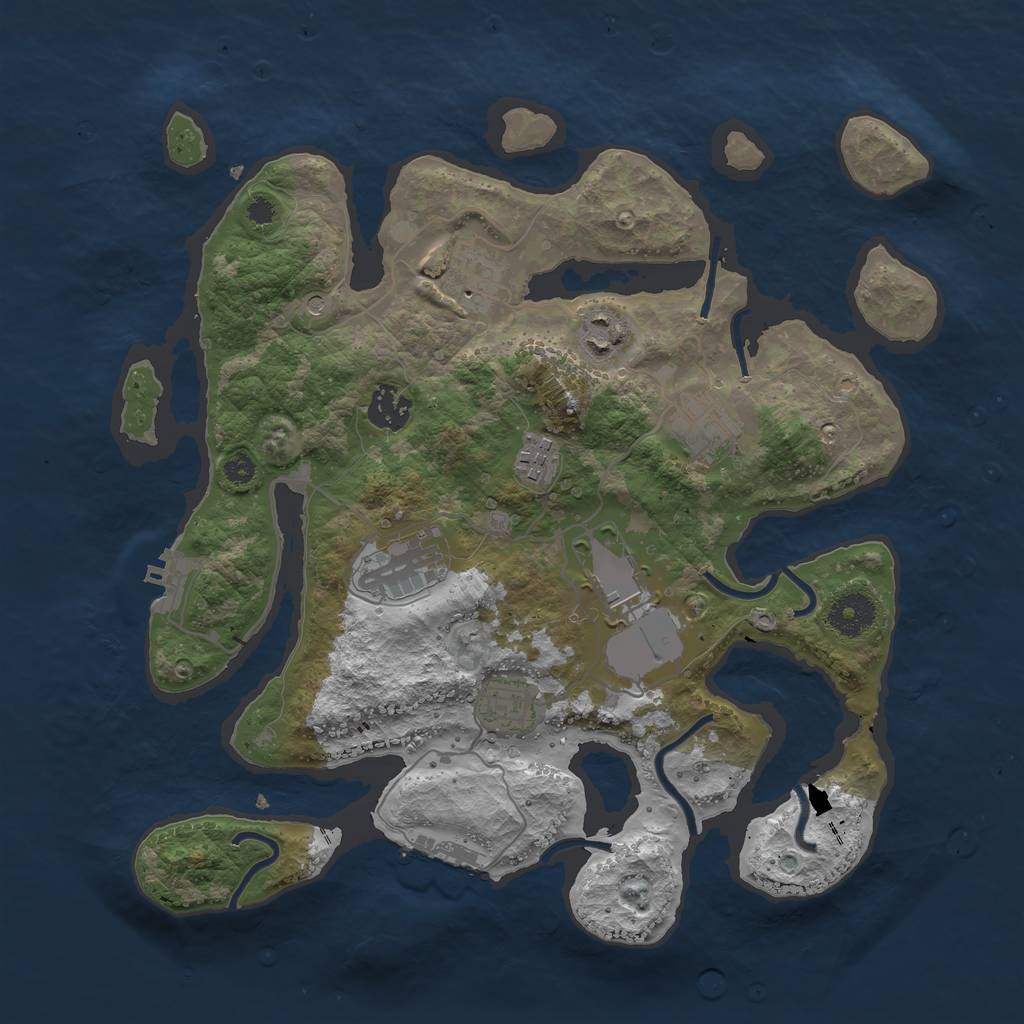 Rust Map: Procedural Map, Size: 3500, Seed: 25195, 13 Monuments