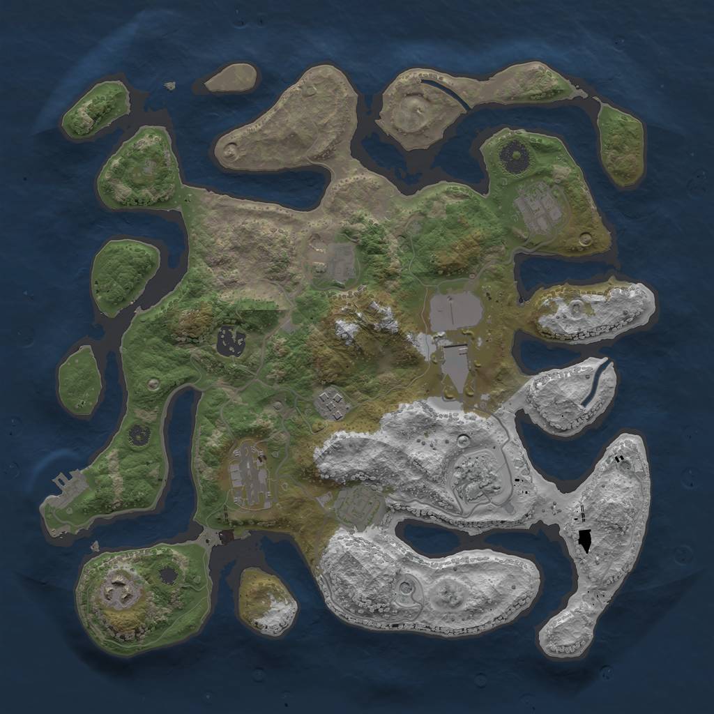 Rust Map: Procedural Map, Size: 3500, Seed: 226564, 13 Monuments