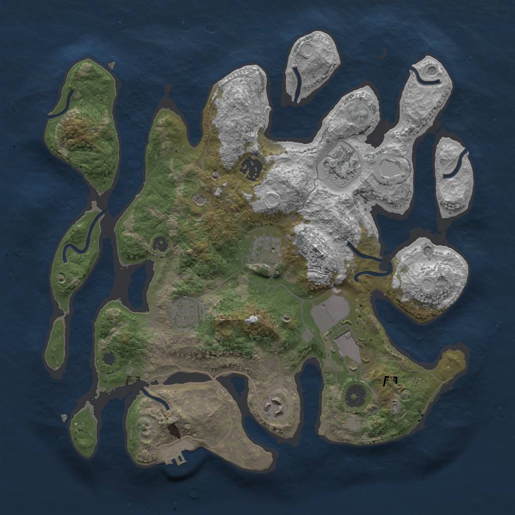 Rust Map: Procedural Map, Size: 3500, Seed: 488232, 16 Monuments