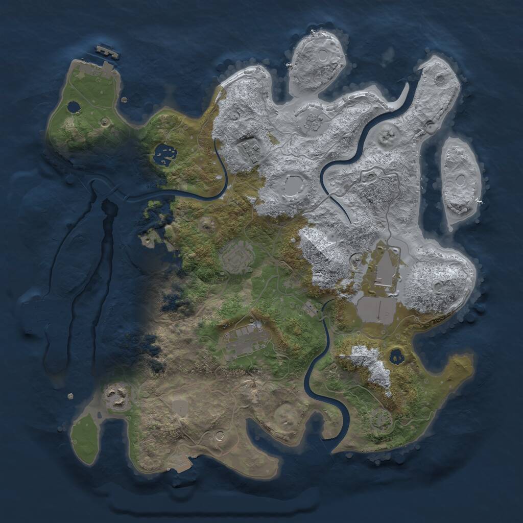 Rust Map: Procedural Map, Size: 3500, Seed: 488232, 13 Monuments