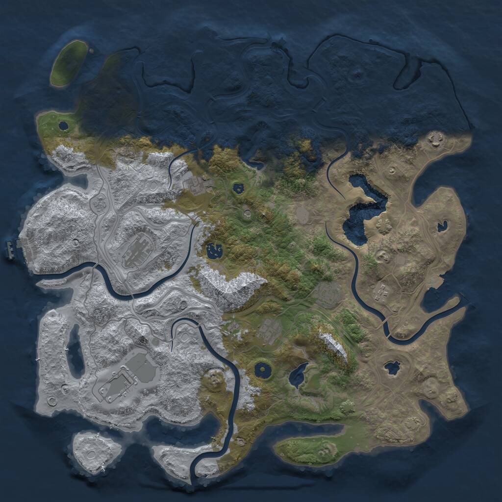 Rust Map: Procedural Map, Size: 4500, Seed: 1248791919, 14 Monuments