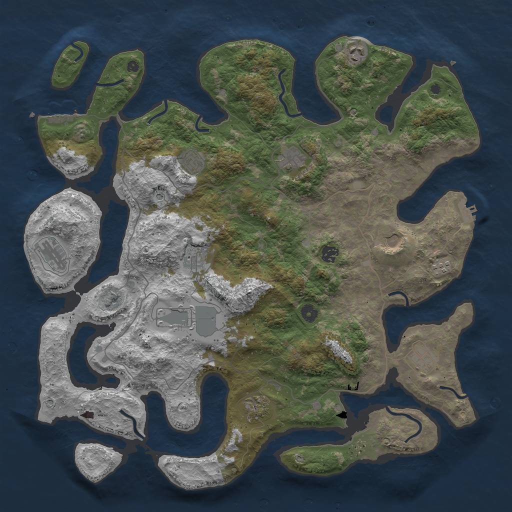 Rust Map: Procedural Map, Size: 4500, Seed: 1248791919, 16 Monuments