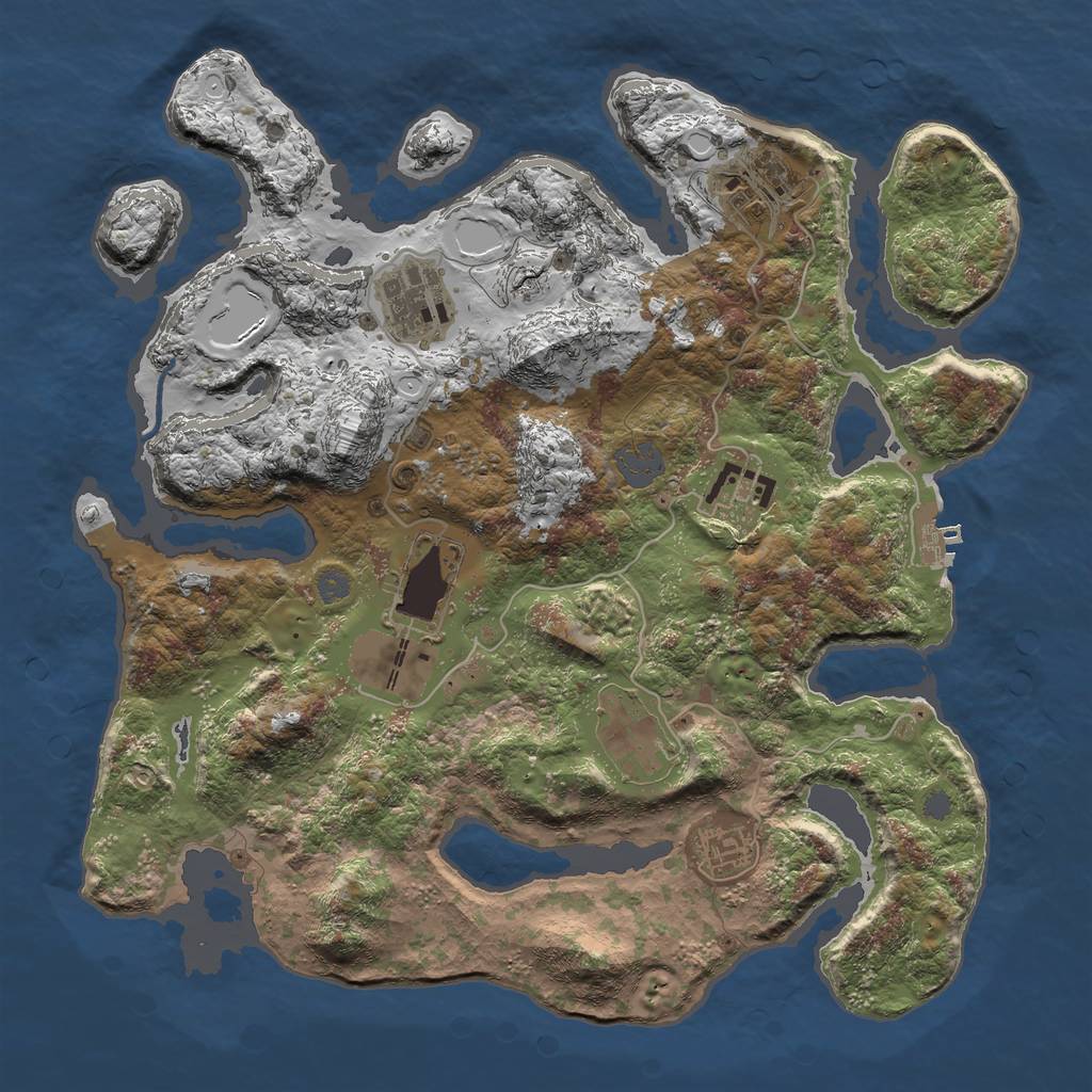 Rust Map: Procedural Map, Size: 3500, Seed: 502105, 12 Monuments