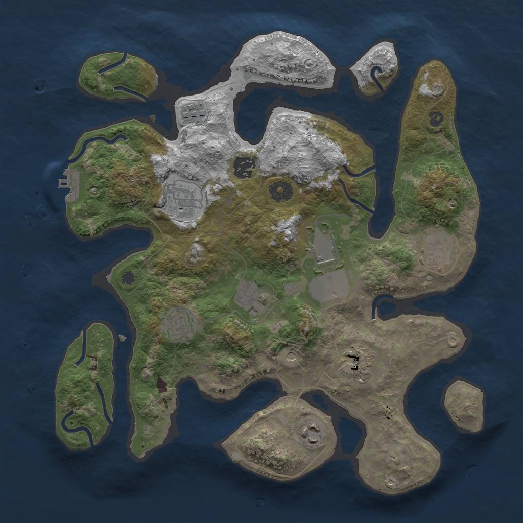 Rust Map: Procedural Map, Size: 3500, Seed: 961060, 13 Monuments