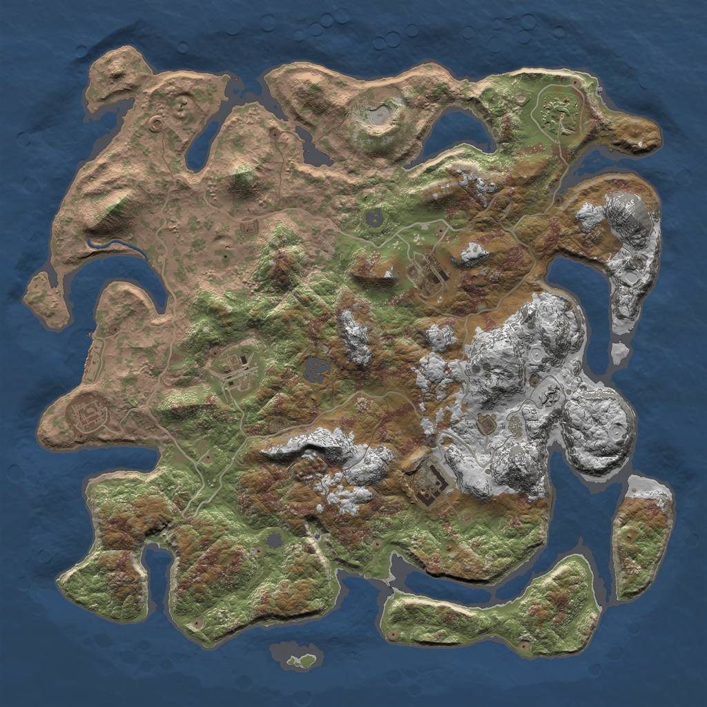 Rust Map: Procedural Map, Size: 4000, Seed: 1918713879, 12 Monuments