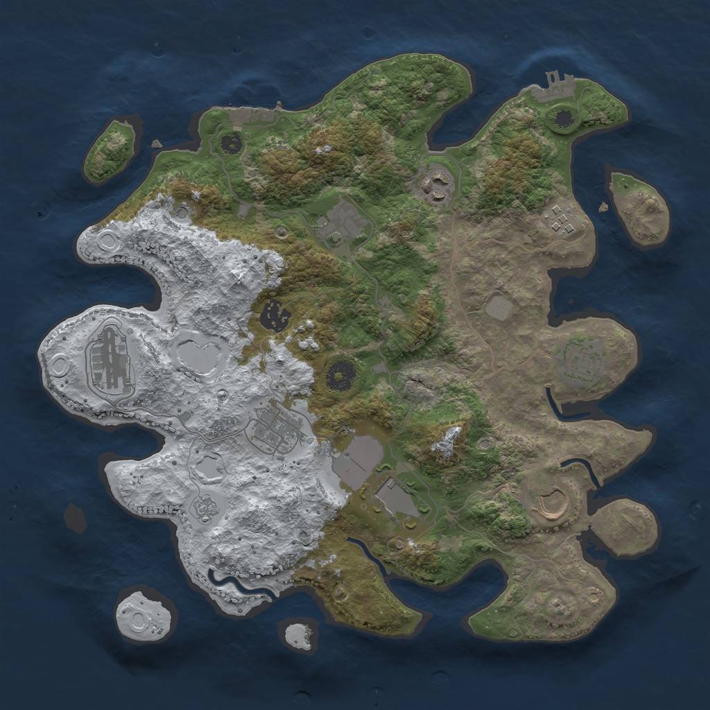 Rust Map: Procedural Map, Size: 3500, Seed: 442614, 18 Monuments