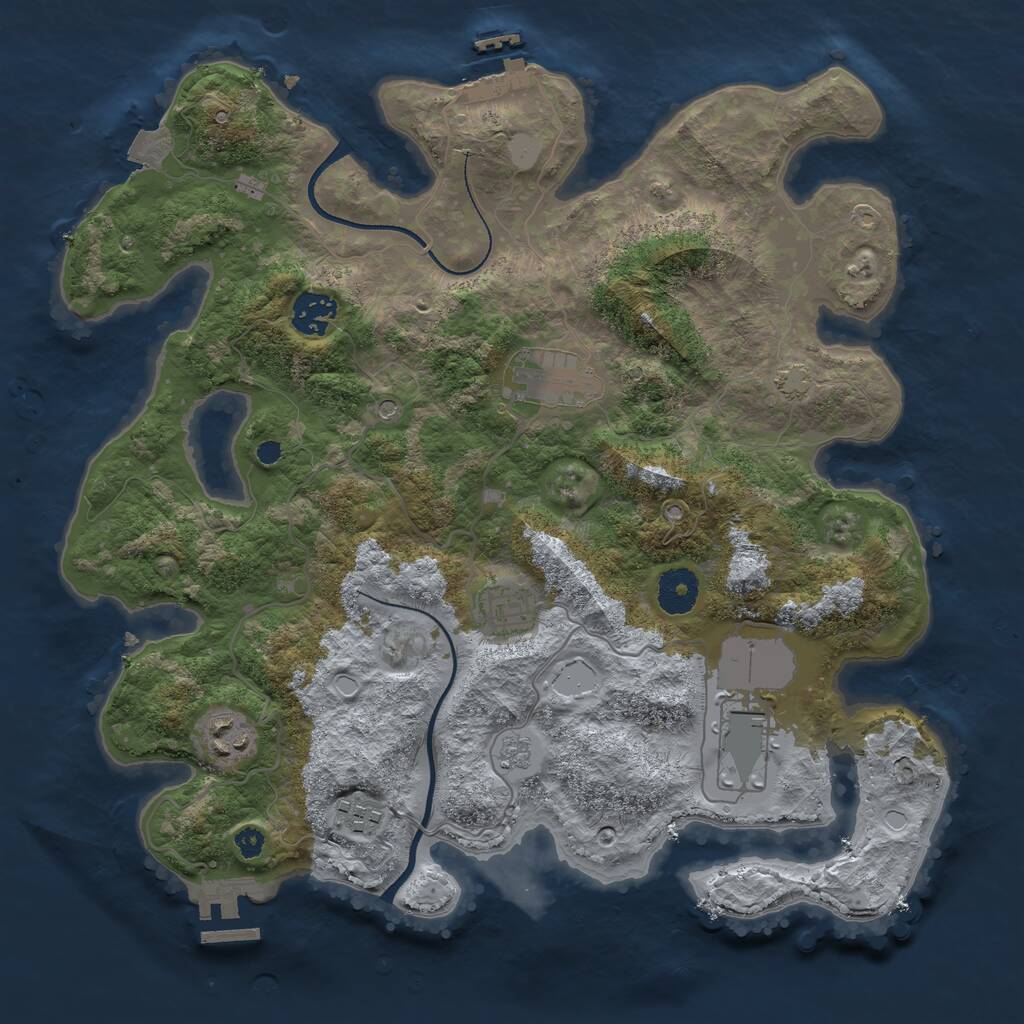 Rust Map: Procedural Map, Size: 3500, Seed: 220795, 12 Monuments