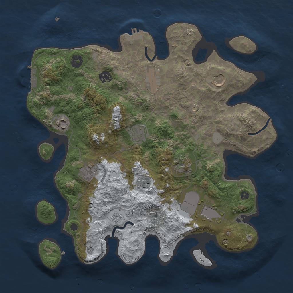 Rust Map: Procedural Map, Size: 3500, Seed: 720055, 18 Monuments