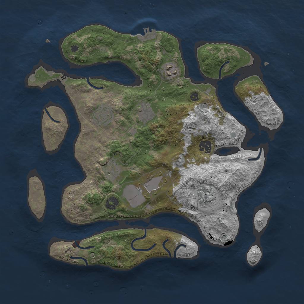 Rust Map: Procedural Map, Size: 3500, Seed: 506377, 11 Monuments