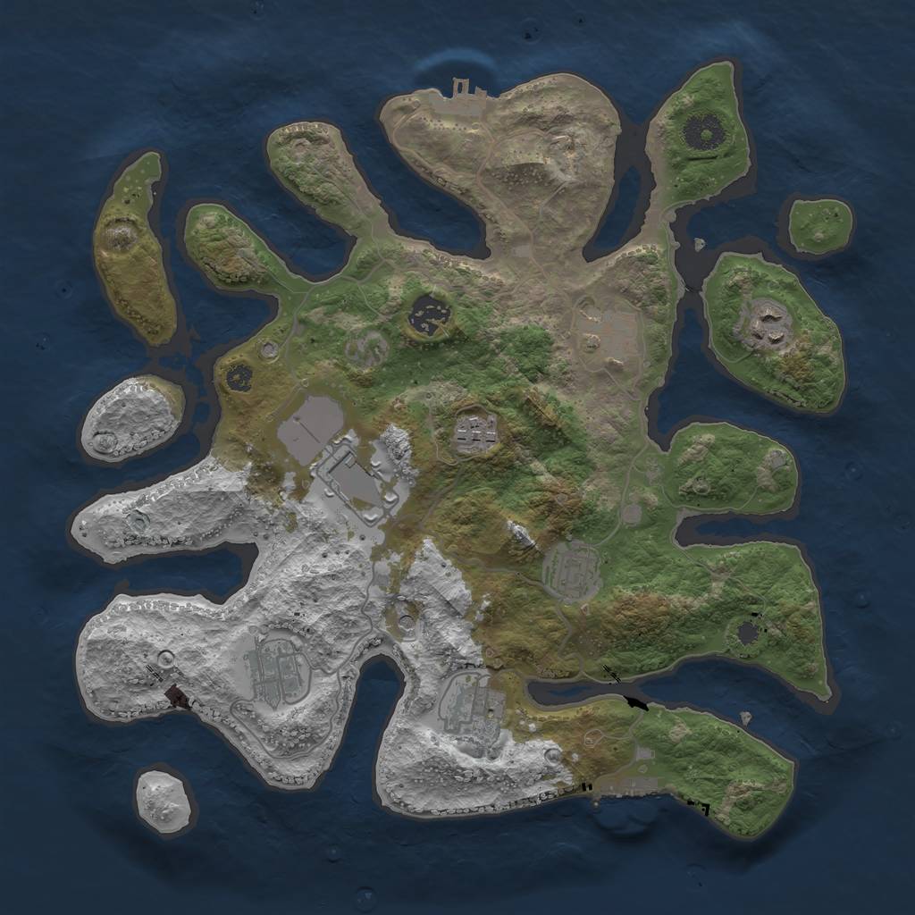 Rust Map: Procedural Map, Size: 3500, Seed: 531832, 13 Monuments