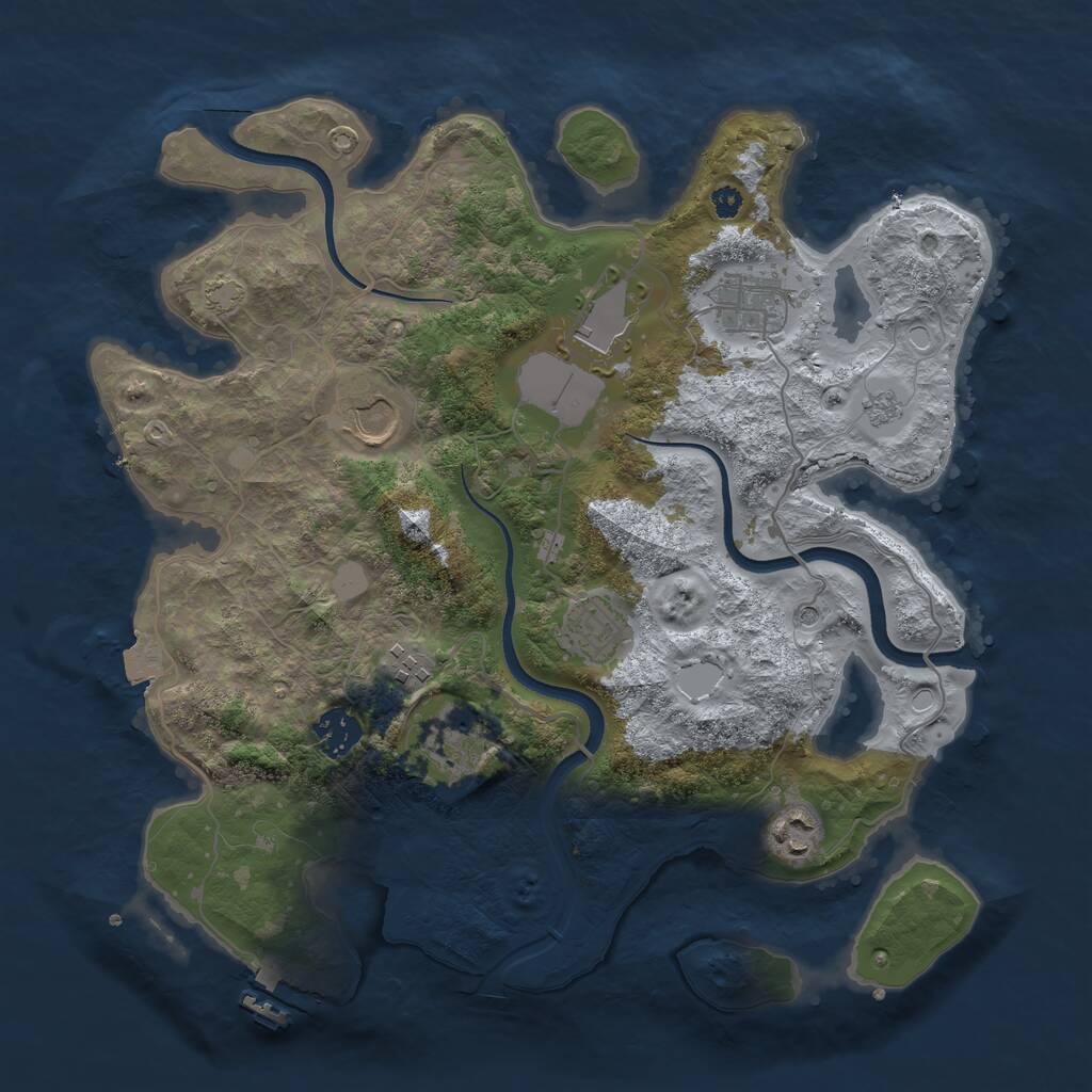 Rust Map: Procedural Map, Size: 3500, Seed: 331590, 13 Monuments
