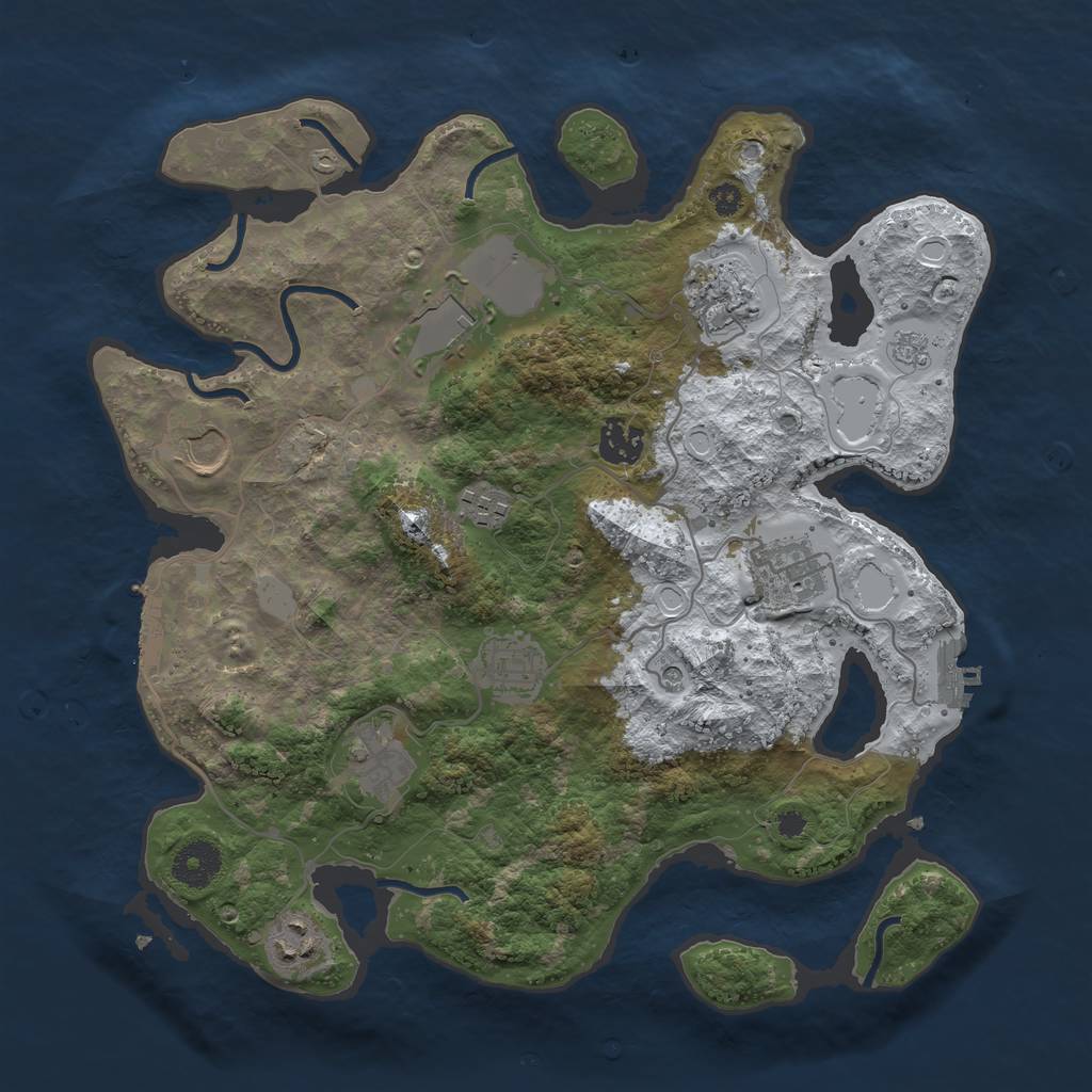 Rust Map: Procedural Map, Size: 3500, Seed: 331590, 18 Monuments