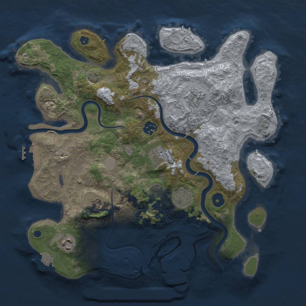 Rust Map: Procedural Map, Size: 3500, Seed: 333343, 13 Monuments