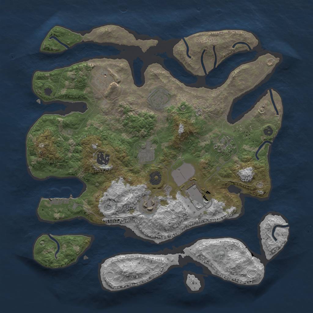 Rust Map: Procedural Map, Size: 3500, Seed: 185676, 17 Monuments