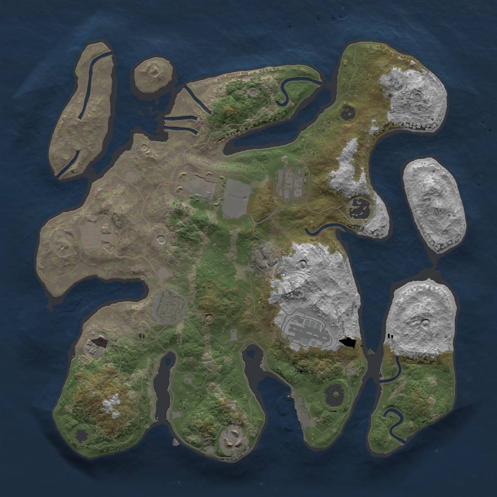 Rust Map: Procedural Map, Size: 3500, Seed: 752713, 12 Monuments