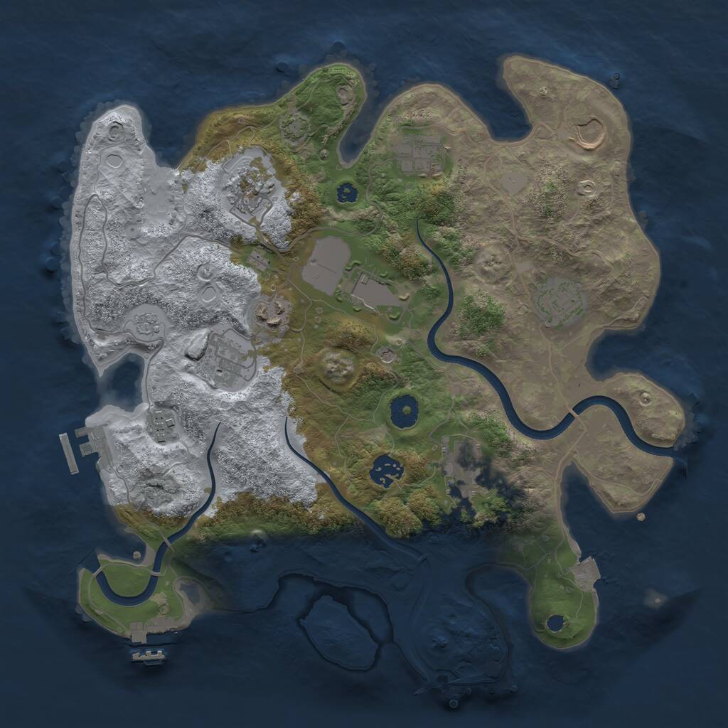 Rust Map: Procedural Map, Size: 3500, Seed: 843172, 16 Monuments