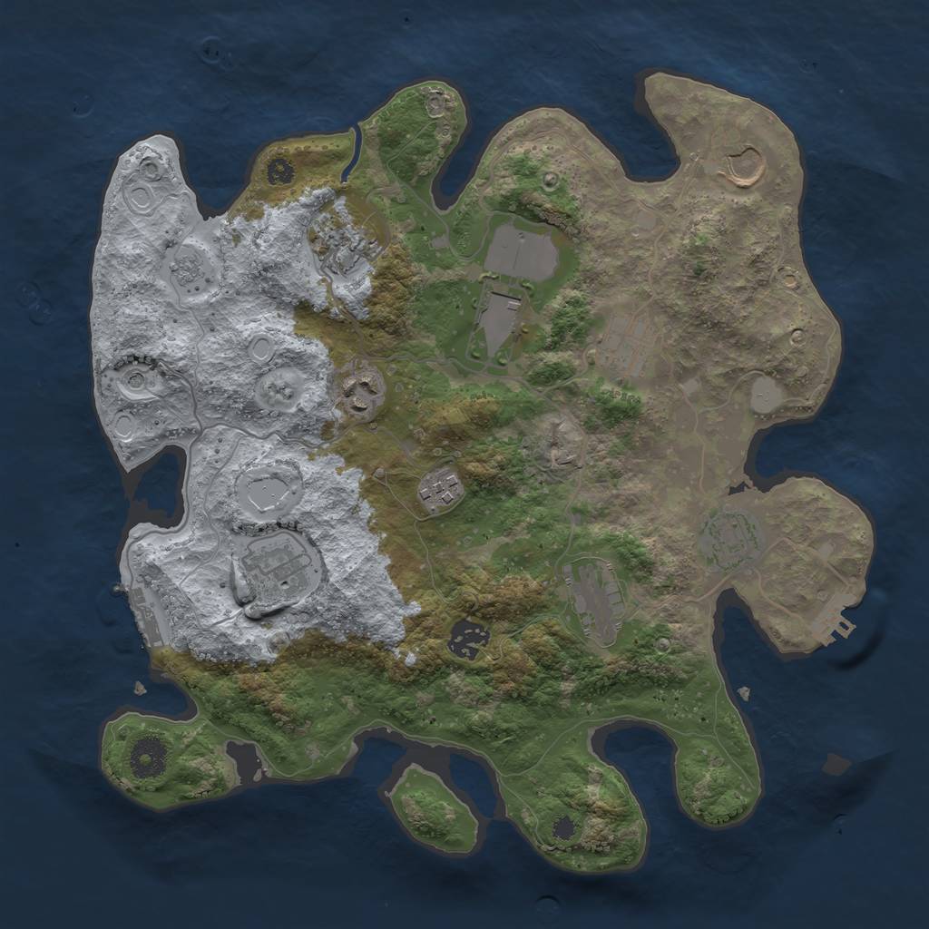 Rust Map: Procedural Map, Size: 3500, Seed: 843172, 19 Monuments