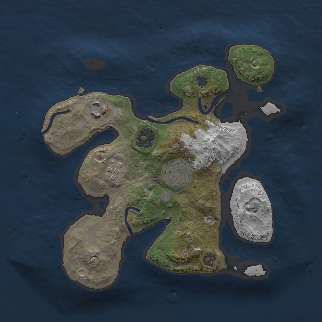 Rust Map: Procedural Map, Size: 2500, Seed: 13371234, 5 Monuments