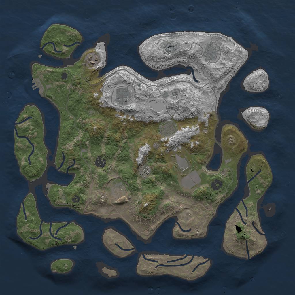 Rust Map: Procedural Map, Size: 4000, Seed: 3450345, 15 Monuments