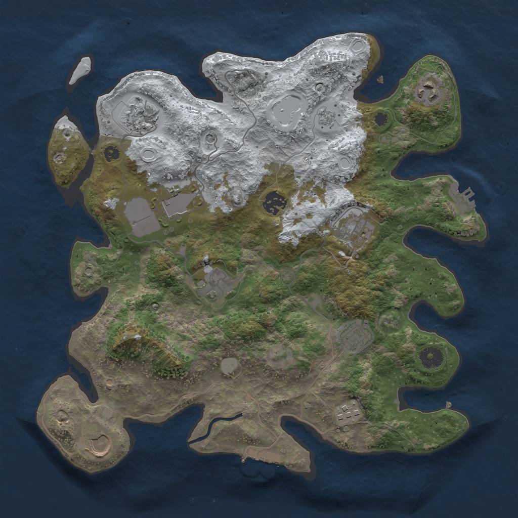 Rust Map: Procedural Map, Size: 3500, Seed: 424844, 18 Monuments